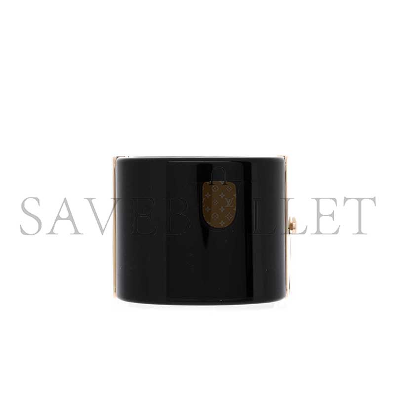 Ch**el resin crystal pearl cc cuff black bracelet